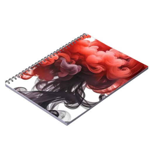 Red and Black Ink Swirl Abstract Notebook ノートブック (左側)