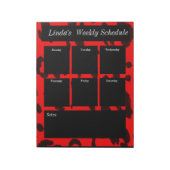 Red and black leopard print weekly schedule notes ノートパッド (回転)