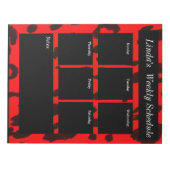 Red and black leopard print weekly schedule notes ノートパッド (正面)