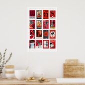 Red and Black Matchbox Label Collage, classic ポスター (キッチン)