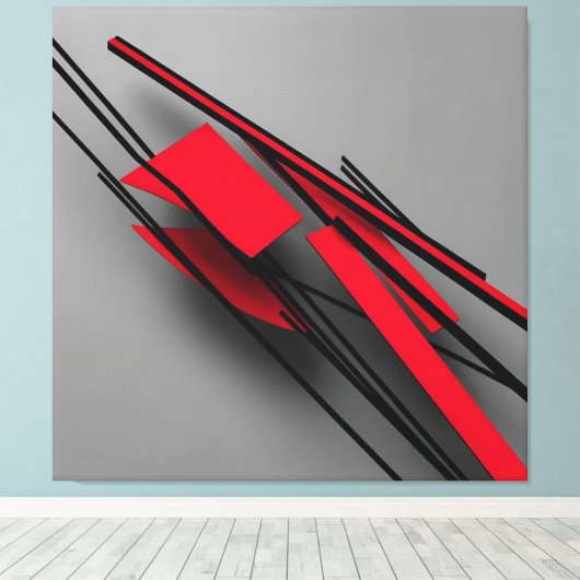  Red and Black Minimalist Modern Abstract キャンバスプリント (インサイチュ (ウッドフロア))