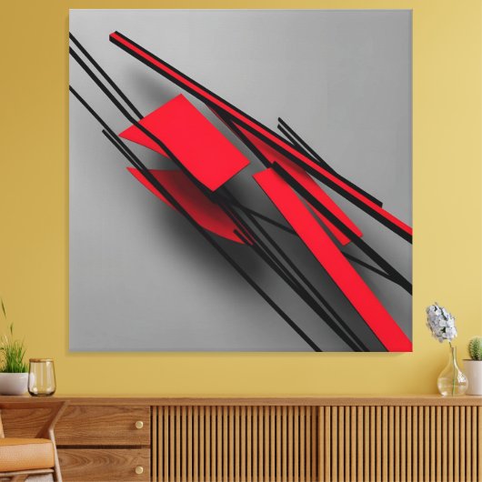  Red and Black Minimalist Modern Abstract キャンバスプリント (インサイチュ (リビング))