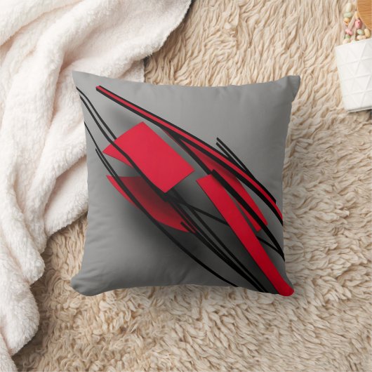  Red and Black Minimalist Modern Abstract クッション (ブランケット)