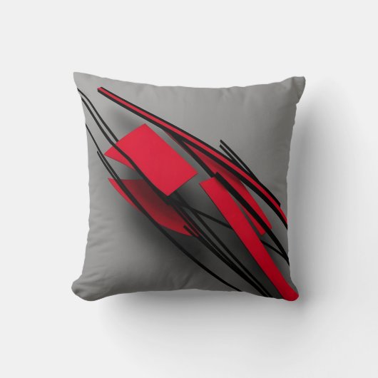 Red and Black Minimalist Modern Abstract クッション (正面)