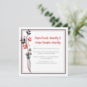 Red and Black Modern Botanical Reception Only | 招待状 (スタンド正面)