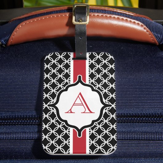 Red and Black Monogrammed Luggage Tag ラゲッジタグ (正面インサイチュ2)