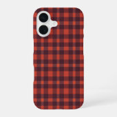 Red and Black Plaid Checkered Pattern iPhone 16ケース (裏面)