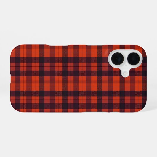 Red and Black Plaid Checkered Pattern iPhone 16ケース (裏面横)