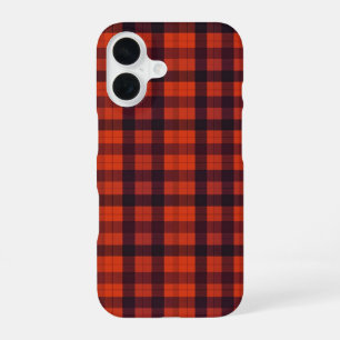 Red and Black Plaid Checkered Pattern iPhone 16ケース