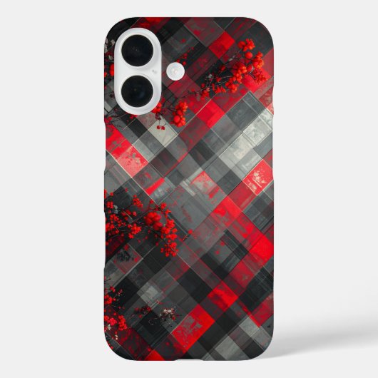 Red and Black Plaid with Floral Accent Case-Mate iPhoneケース (裏面)