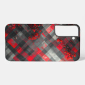 Red and Black Plaid with Floral Accent Samsung Galaxyケース (裏面横)