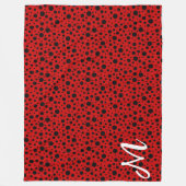 Red and black polka dots funny ladybug フリースブランケット (正面)