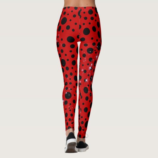 Red and black polka dots funny ladybug レギンス (裏面)