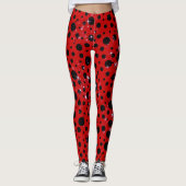 Red and black polka dots funny ladybug レギンス (正面)