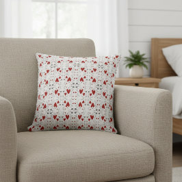 Red and Black Retro Hand Drawn Hearts Love  クッション