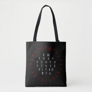 Red and black runes circle tote bag トートバッグ