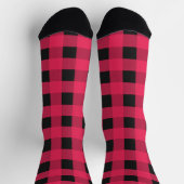 Red and Black Rustic Buffalo Plaid Check Patterned ソックス (上部)