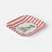 Red and Black Stripes and Dog Illustration ペーパープレート (傾斜あり)