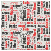 Red and Black Thank You Word Cloud ファブリック (クローズアップ)