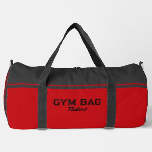 Red and Black Typography Based Design Gym Bag ダッフルバッグ (正面)