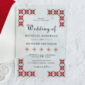 Red and Black Ukrainian Embroidery Wedding アクリル招待状