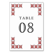 Red and Black Ukrainian Embroidery Wedding テーブルナンバー (裏面)