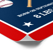 Red and Blue Baseball Bats and Balls Birth Stats ポスター (角)