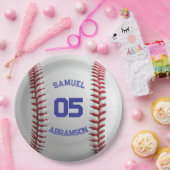 Red and Blue Baseball Birthday ペーパープレート (パーティー)