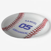 Red and Blue Baseball Birthday ペーパープレート (アングル)