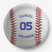 Red and Blue Baseball Birthday ペーパープレート (正面)