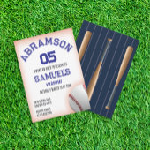 Red and Blue Baseball Birthday 招待状