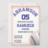 Red and Blue Baseball Birthday 招待状 (正面)