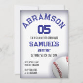 Red and Blue Baseball Birthday 招待状 (正面)