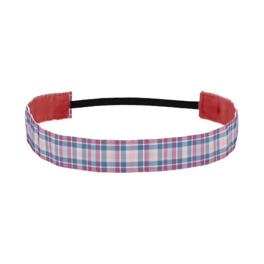 Red and Blue Classic Plaid アスレチックヘッドバンド (正面)