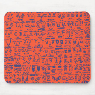 Red and Blue Doodle Mouse Pad – Abstract Line Art  マウスパッド