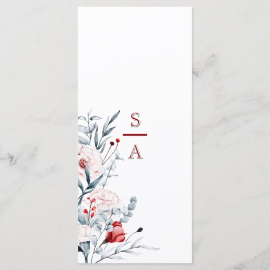 Red And Blue Flower Floral Wedding メニュー (裏面)