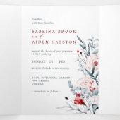 Red And Blue Flower Floral Wedding  三つ折り案内状 (内部中)