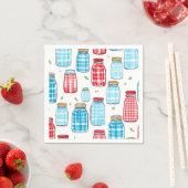 Red and Blue Gingham Mason Jar Pattern  スタンダードカクテルナプキン (インサイチュ)
