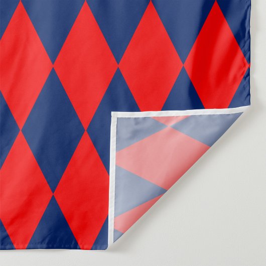 Red and Blue Harlequin Checkered Design  ファブリック