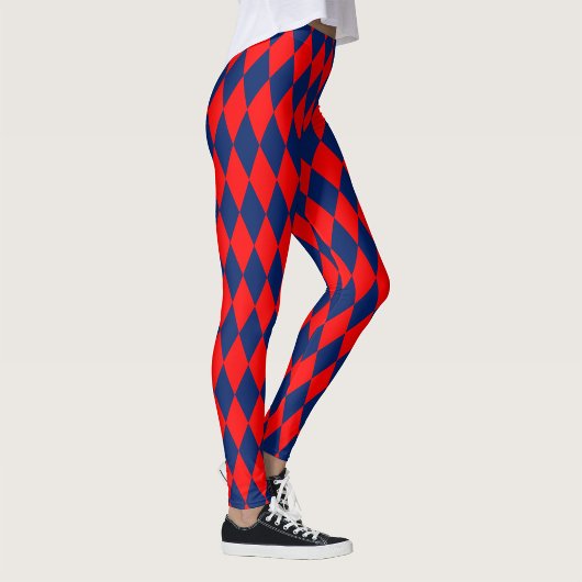 Red and Blue Harlequin Checkered Design  レギンス