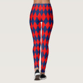 Red and Blue Harlequin Checkered Design  レギンス (裏面)