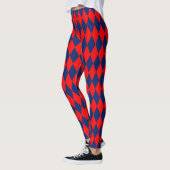 Red and Blue Harlequin Checkered Design  レギンス (左)