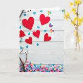 Red And Blue Heart Pattern Card カード (黄色い花)