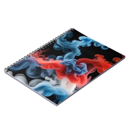 Red and Blue Ink Cloud Abstract Notebook ノートブック (左側)