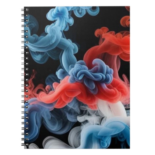 Red and Blue Ink Cloud Abstract Notebook ノートブック (正面)