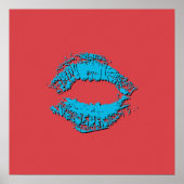 Red and Blue Kissing Lips ポスター (正面)