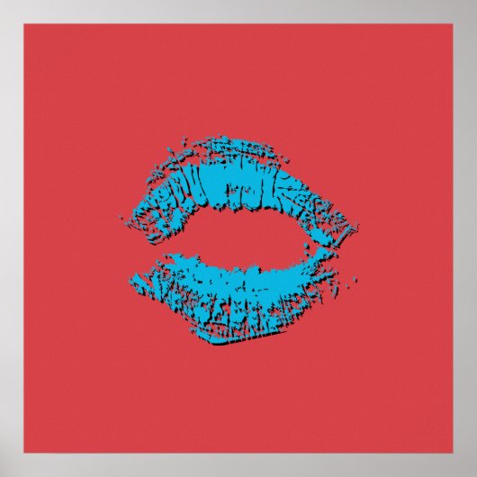 Red and Blue Kissing Lips ポスター (正面)