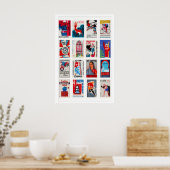 Red and Blue Matchbox Label Collage, bold graphic ポスター (キッチン)