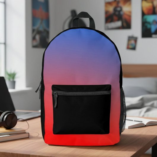 Red and Blue Ombre Backpack - Unique and Modern  プリントバックパック