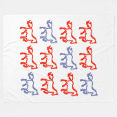 Red and Blue Outline Horse – Zodiac Horse フリースブランケット (正面(横))